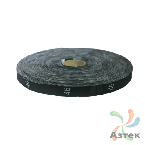 Размерник Тканый «46» Черный 10х40 мм в рулоненарезкав упаковке (1000 шт) Дамаск