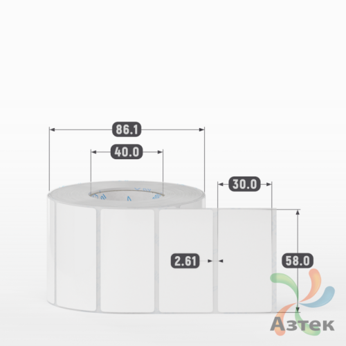 Этикетка самоклеящаяся 58х30 (рядов 1 по 1 000 шт) Полипропилен съемный клей в рулоне, втулка 40 мм (к) IQ code