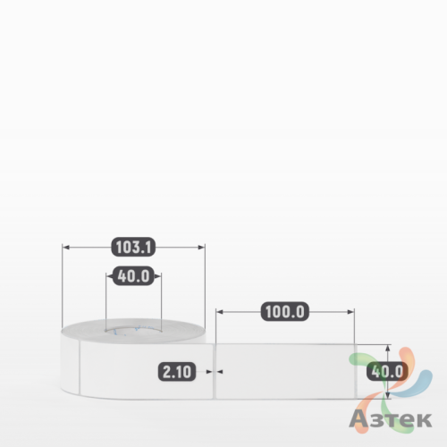 Этикетка самоклеящаяся 40х100 (рядов 1 по 500 шт) Полипропилен белый в рулоне, втулка 40 мм (к) IQ code 	