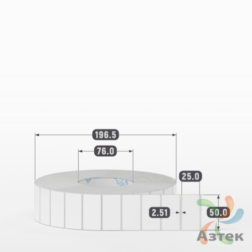 Этикетка самоклеящаяся 50х25 (рядов 1 по 7 000 шт) Полипропилен белый в рулоне, втулка 76 мм (к) IQ code 	