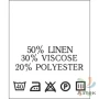 Составник с печатью  Белый 20х25 мм в рулоненарезкав упаковке (200 шт) Нейлон термотрансферная с текстом:50% Linen 30% Viscose 20% Polyester