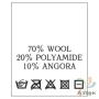 Составник с печатью  Белый 20х25 мм в рулоненарезкав упаковке (200 шт) Нейлон термотрансферная с текстом:70% wool 20% polyamide 10% angora