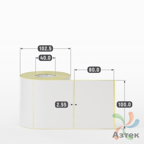Термотрансферная этикетка 100х80 (рядов 1 по 600 шт) Полуглянец в рулоне, втулка 40 мм (к) IQ code