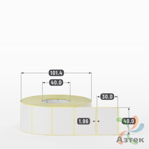 Термотрансферная этикетка 40х30 (рядов 1 по 1 500 шт) Полуглянец в рулоне, втулка 40 мм (к) IQ code