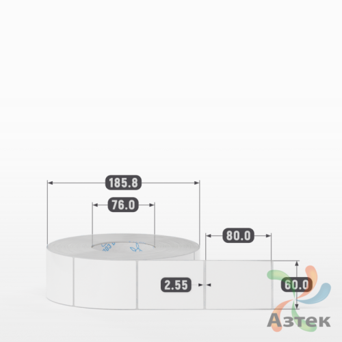 Этикетка самоклеящаяся 60х80 (рядов 1 по 2 000 шт) Полипропилен белый в рулоне, втулка 76 мм (к) IQ code 	