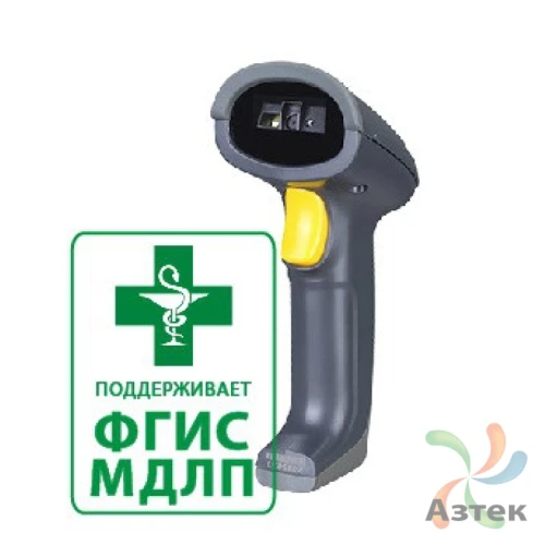 Сканер штрих-кода Mindeo MD6100 2D  Image, темный ручной, RS-232 кабель, USB кабель, интерфейс Multi-Interface, подставка, поддерживает ФГИС и МДЛП
