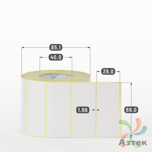 Термотрансферная этикетка 69х29 (рядов 1 по 1 000 шт) Полуглянец в рулоне, втулка 40 мм (к) IQ code