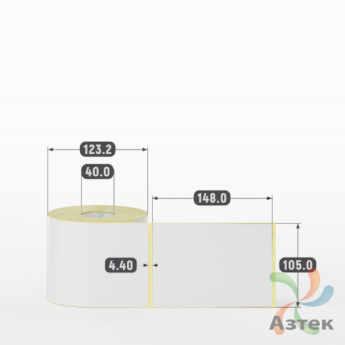 Термотрансферная этикетка 105х148 (рядов 1 по 500 шт) Полуглянец в рулоне, втулка 40 мм (к) IQ code