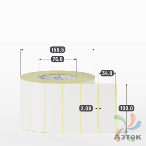 Этикетка самоклеящаяся 100х34 (рядов 1 по 2 500 шт) Termo ECO съемный клей в рулоне, втулка 76 мм (к) IQ code