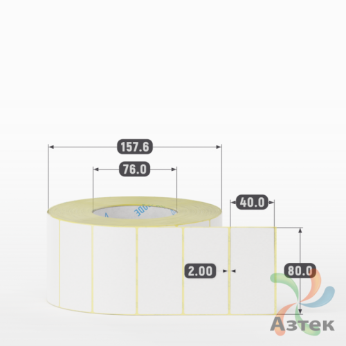 Термоэтикетка ЭКО 80х40 (рядов 1 по 2 500 шт)  в рулоне, втулка 76 мм (к) IQ code