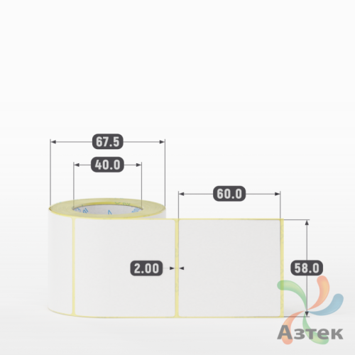 Термоэтикетка ЭКО 58х60 (рядов 1 по 250 шт)  в рулоне, втулка 40 мм (к) IQ code