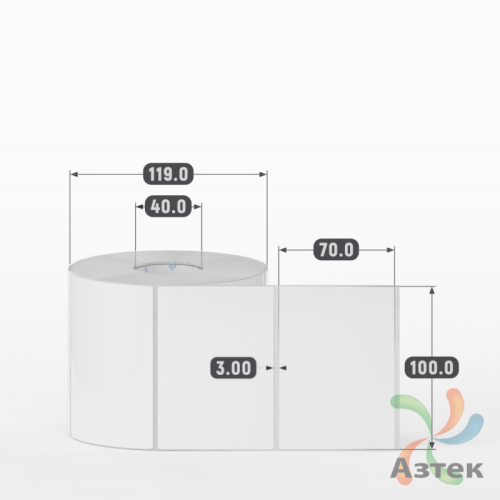 Этикетка самоклеящаяся 100х70 (рядов 1 по 1 000 шт) Полипропилен белый в рулоне, втулка 40 мм (к) IQ code 	