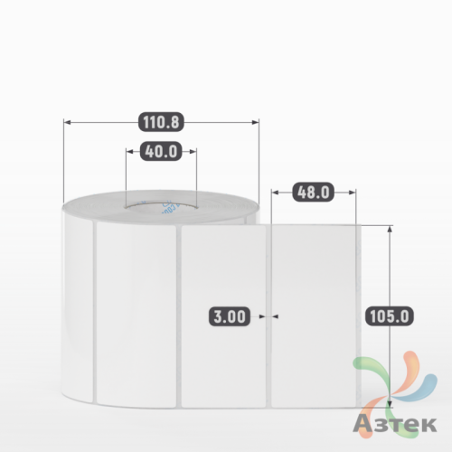 Этикетка самоклеящаяся 105х48 (рядов 1 по 1 200 шт) Полипропилен белый в рулоне, втулка 40 мм (к) IQ code 	