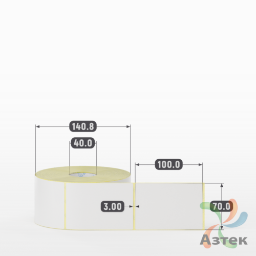 Термотрансферная этикетка 70х100 (рядов 1 по 1 000 шт) Полуглянец в рулоне, втулка 40 мм (к) IQ code