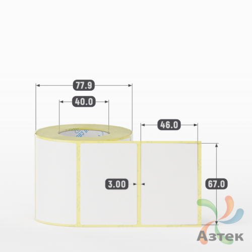 Термоэтикетка ЭКО 67х46 (рядов 1 по 500 шт)  в рулоне, втулка 40 мм (к) IQ code