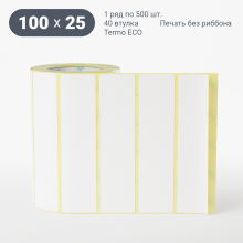 Термоэтикетка ЭКО 100х25 (рядов 1 по 500 шт)  в рулоне, втулка 40 мм (к) IQ code