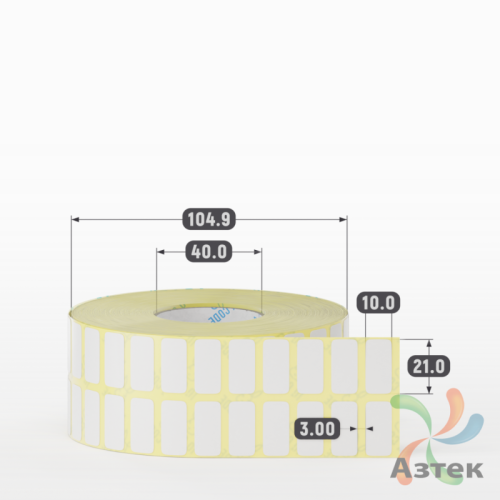Термотрансферная этикетка 21х10 (рядов 2 по 5 000 шт) Полуглянец в рулоне, втулка 40 мм (к) IQ code