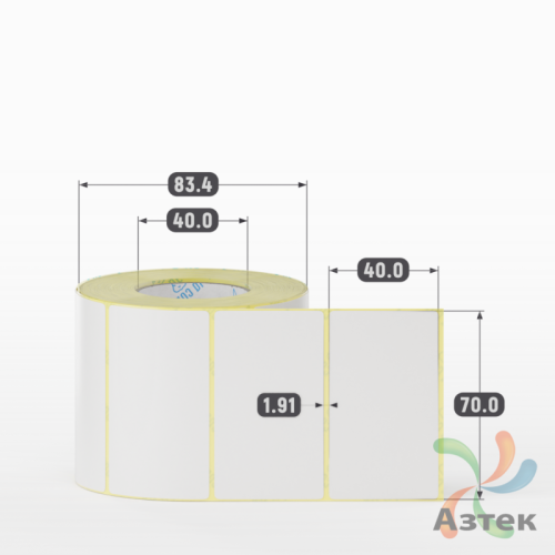 Термотрансферная этикетка 70х40 (рядов 1 по 700 шт) Полуглянец в рулоне, втулка 40 мм (к) IQ code