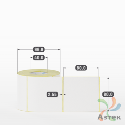 Термоэтикетка ТОП 80х80 (рядов 1 по 500 шт)  в рулоне, втулка 40 мм (к) IQ code