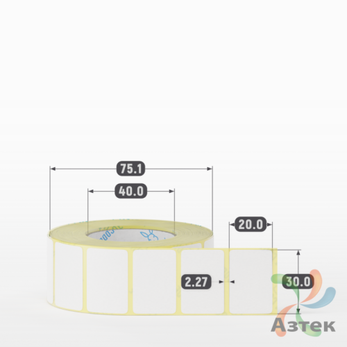 Термоэтикетка ТОП 30х20 (рядов 1 по 1 000 шт)  в рулоне, втулка 40 мм (к) IQ code