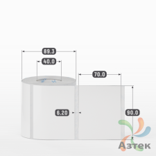 Этикетка самоклеящаяся 90х70 (рядов 1 по 500 шт) Полипропилен белый + Перфорация 2 мм рез 1 мм пробел в рулоне, втулка 40 мм (к) IQ code 	