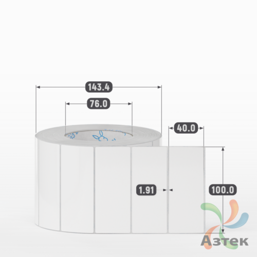 Этикетка самоклеящаяся 100х40 (рядов 1 по 2 000 шт) Полипропилен белый в рулоне, втулка 76 мм (к) IQ code 	