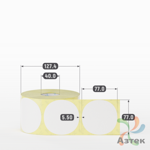 Термоэтикетка ЭКО круглая 77 мм (рядов 1 по 1 000 шт)  в рулоне, втулка 40 мм (к) IQ code