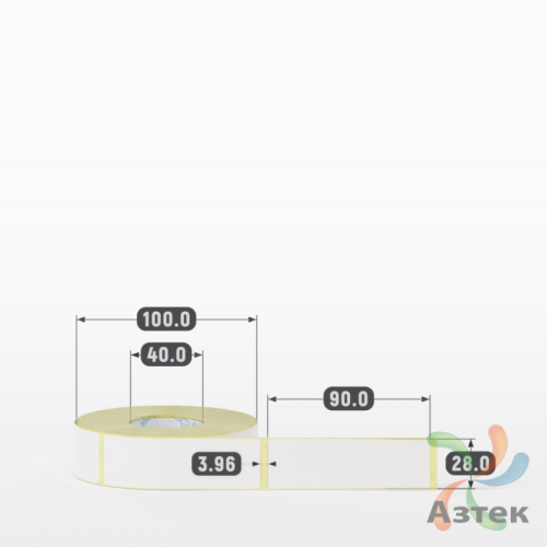 Термоэтикетка ЭКО 28х90 (рядов 1 по 500 шт)  в рулоне, втулка 40 мм (к) IQ code