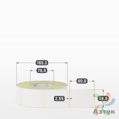 Термоэтикетка ТОП 58х80 (рядов 1 по 1 400 шт)  в рулоне, втулка 76 мм (к) IQ code