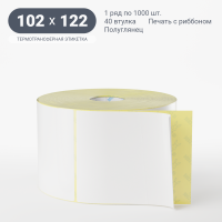 Термотрансферная этикетка 102х122 (рядов 1 по 1 000 шт) Полуглянец в рулоне, втулка 40 мм (к) IQ code