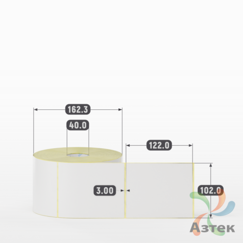 Термотрансферная этикетка 102х122 (рядов 1 по 1 000 шт) Полуглянец в рулоне, втулка 40 мм (к) IQ code