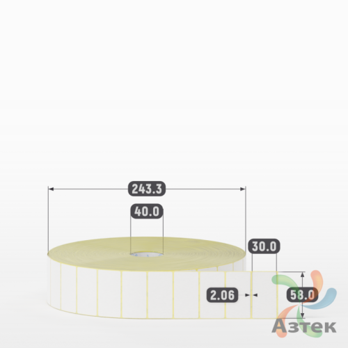 Термоэтикетка ЭКО 58х30 (рядов 1 по 10 000 шт)  в рулоне, втулка 40 мм (к) IQ code