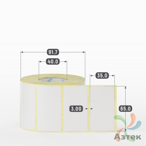 Термотрансферная этикетка 65х35 (рядов 1 по 1 000 шт) Полуглянец в рулоне, втулка 40 мм (к) IQ code