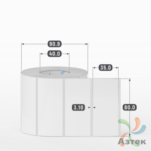 Этикетка самоклеящаяся 80х35 (рядов 1 по 1 000 шт) Полипропилен белый в рулоне, втулка 40 мм (к) IQ code 	