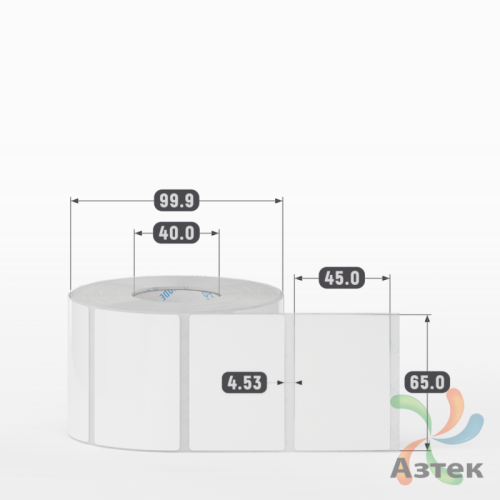 Этикетка самоклеящаяся 65х45 (рядов 1 по 1 000 шт) Полипропилен белый в рулоне, втулка 40 мм (к) IQ code 	