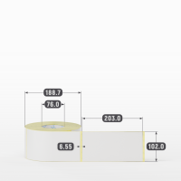 Термотрансферная этикетка 102х203 (рядов 1 по 800 шт) Полуглянец в рулоне, втулка 76 мм (к) IQ code