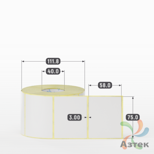 Термотрансферная этикетка 75х58 (рядов 1 по 1 000 шт) Полуглянец в рулоне, втулка 40 мм (к) IQ code