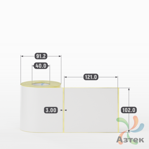 Термотрансферная этикетка 102х121 (рядов 1 по 300 шт) Полуглянец в рулоне, втулка 40 мм (к) IQ code