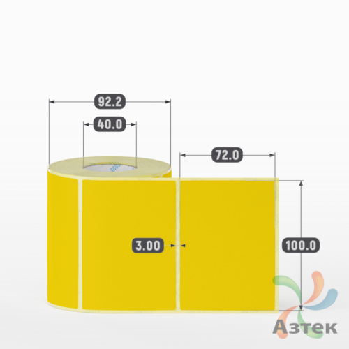 Термоэтикетка 100х72 Termo ECO цветная (рядов 1 по 500 шт), втулка 40 мм (к) цвет - ЖелтыйPantone Yellow U, 