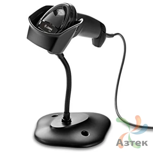 Сканер штрих-кода Zebra DS2208 2D  Image, темный ручной, RS-232 кабель, USB-HID, подставка, ЕГАИС