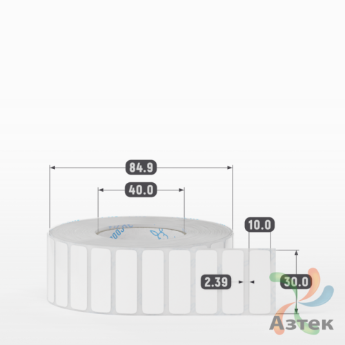 Этикетка самоклеящаяся 30х10 (рядов 1 по 3 000 шт) Полипропилен белый в рулоне, втулка 40 мм (к) IQ code 	