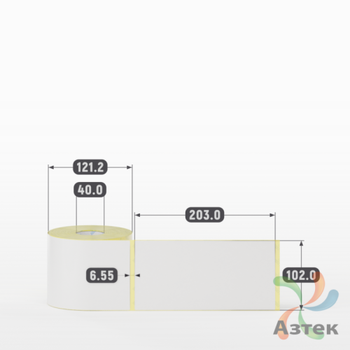 Термотрансферная этикетка 102х203 (рядов 1 по 350 шт) Полуглянец в рулоне, втулка 40 мм (к) IQ code