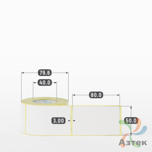 Термоэтикетка ТОП 50х80 (рядов 1 по 300 шт)  в рулоне, втулка 40 мм (к) IQ code