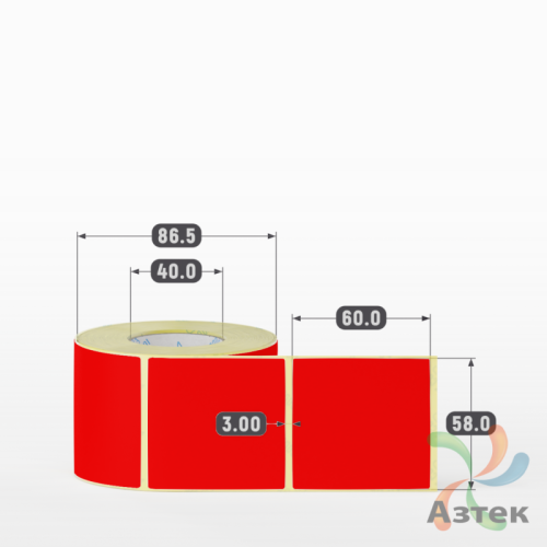 Термоэтикетка 58х60 Termo TOP цветная (рядов 1 по 500 шт), втулка 40 мм (к) цвет - Красный Pantone Red 032 U