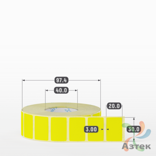 Термоэтикетка 30х20 Termo TOP цветная (рядов 1 по 2000 шт), втулка 40 мм (к) цвет - Желтый 