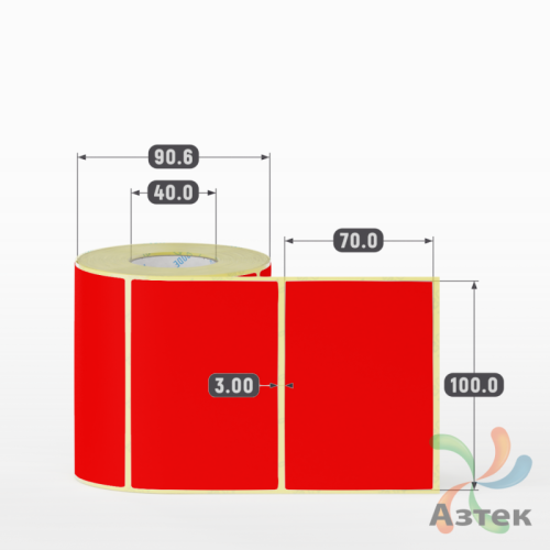Термоэтикетка 100х70 Termo ECO цветная (рядов 1 по 500 шт), втулка 40 мм (к) цвет - Красный, 