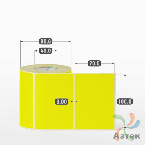 Термоэтикетка 100х70 Termo ECO цветная (рядов 1 по 500 шт), втулка 40 мм (к) цвет - Желтый, 