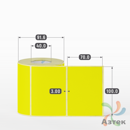 Термоэтикетка 100х70 Termo TOP цветная (рядов 1 по 500 шт), втулка 40 мм (к) цвет - Желтый 