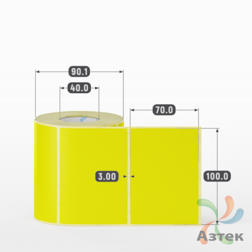 Этикетка 100х70 цветная (рядов 1 по 500 шт) полуглянцевая, втулка 40 мм (к) цвет - Желтый  
