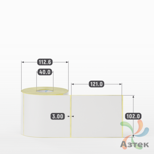 Термотрансферная этикетка 102х121 (рядов 1 по 500 шт) Полуглянец в рулоне, втулка 40 мм (к) IQ code